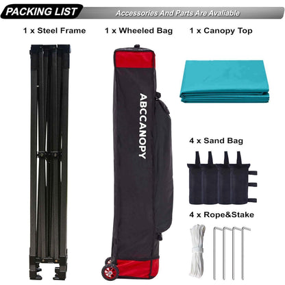 Pop-Up Pavillon wasserdicht 2,5x2,5m Türkis mit Rollentasche