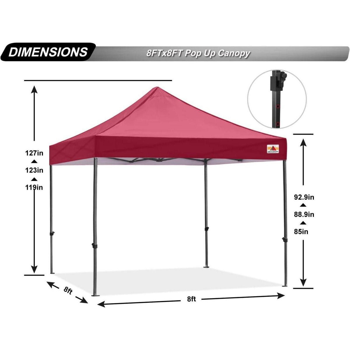 Pop-Up Pavillon 2,5x2,5m wasserdicht Burgunderrot mit Rollentasche