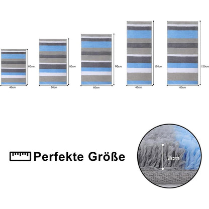 Rutschfester Mikrofaser Badezimmerteppich 60x120cm Blau/Grau