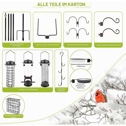 Vogel Futterstation Set mit Ständer – 238cm Höhenverstellbar