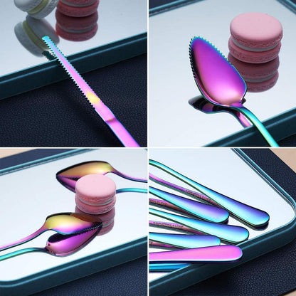 Regenbogen Grapefruit Löffel Set | 5-teilig Edelstahl & Messer