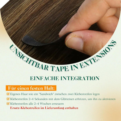 Echthaar Tape Extensions Ombre Braun 50cm