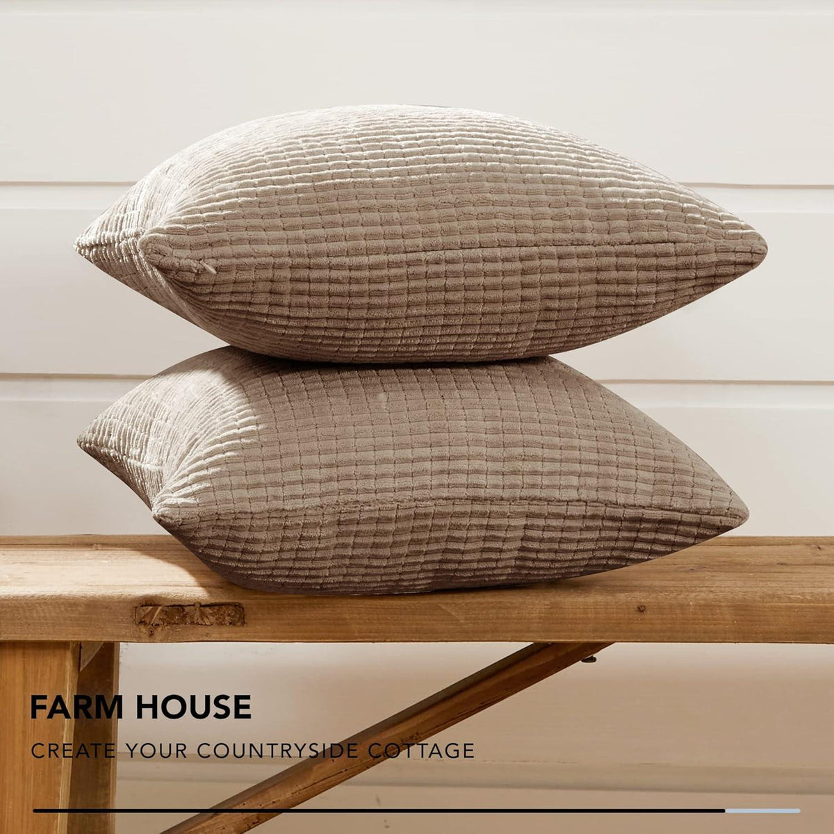Deconovo Kissenbezug Kordsamt Taupe 60x60 cm 2er Set - Weiche Dekokissen für Sofa, Couch, Schlafzimmer