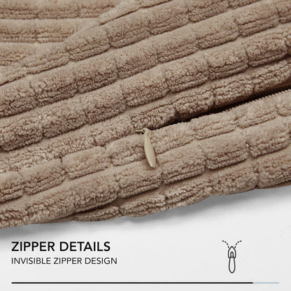 Deconovo Kordsamt Kissenbezug 60x60 cm Taupe 2er Set für Sofa Wohnzimmer