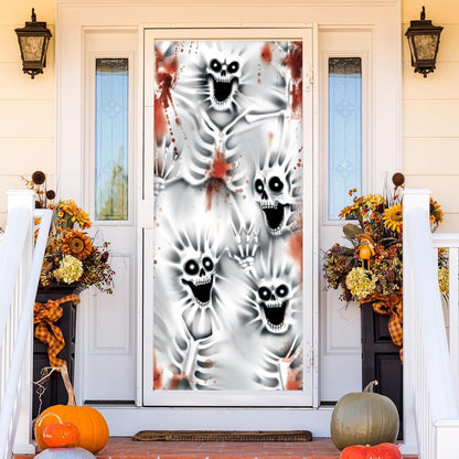 JOYIN 3D-Design Gruselige Skelett-Türabdeckung für Halloween 76,2 x 182,9 cm