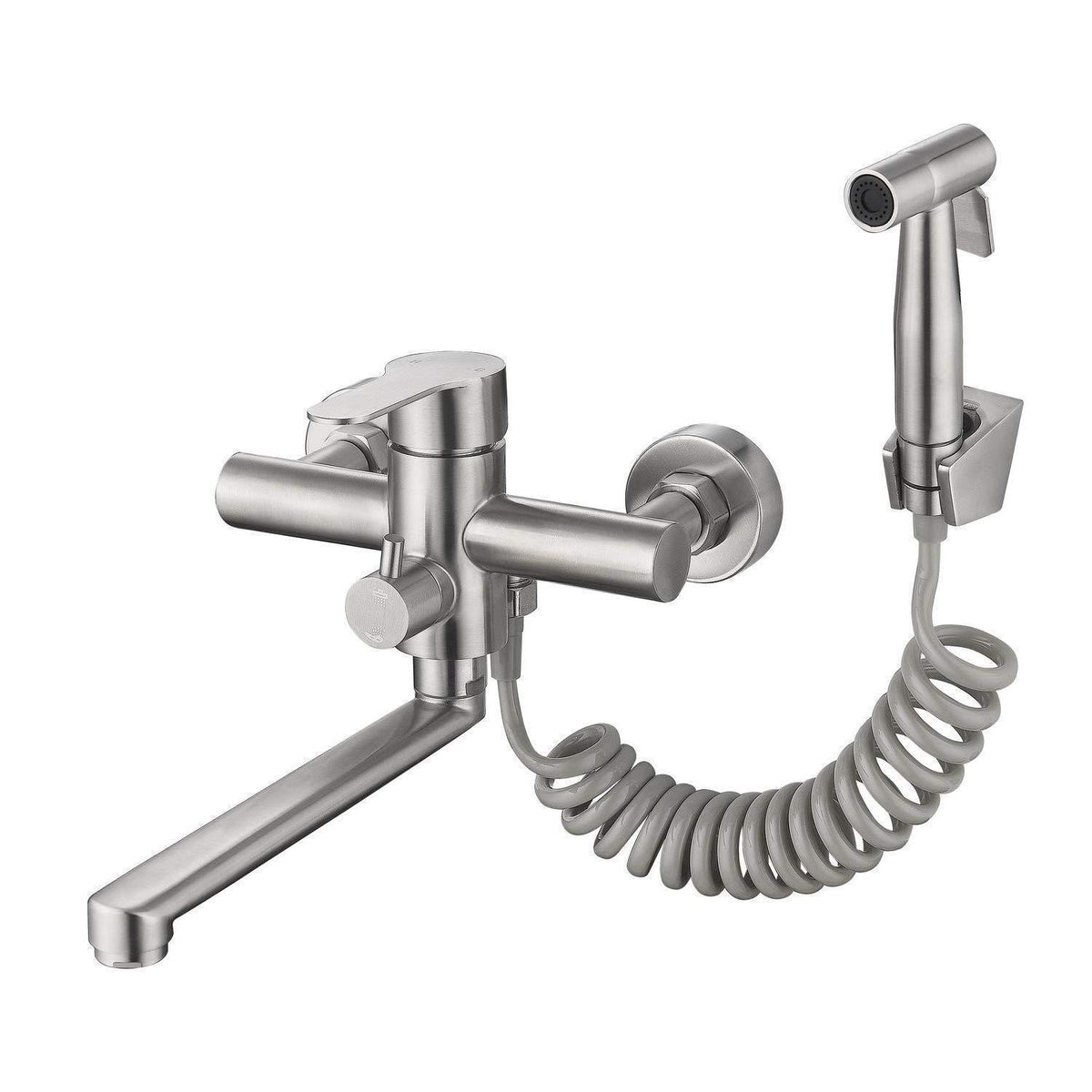 Wandarmatur Küche Edelstahl 360° drehbar mit Spritzpistole