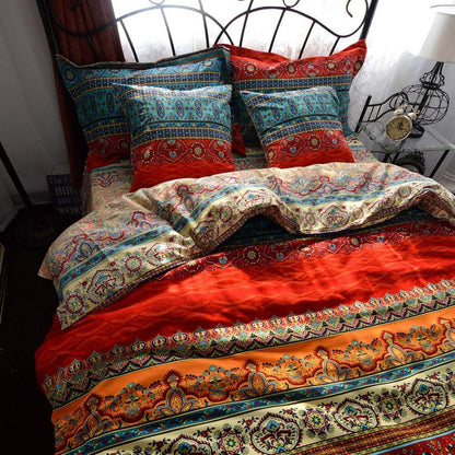 Bettwäsche-Set 220x240 Baumwolle, Ästhetisch Bunt Vintage Boho
