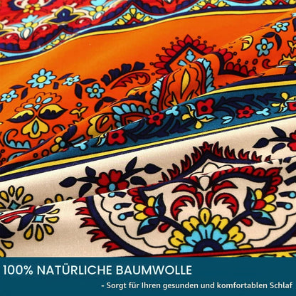 Bettwäsche-Set 220x240 Baumwolle, Ästhetisch Bunt Vintage Boho