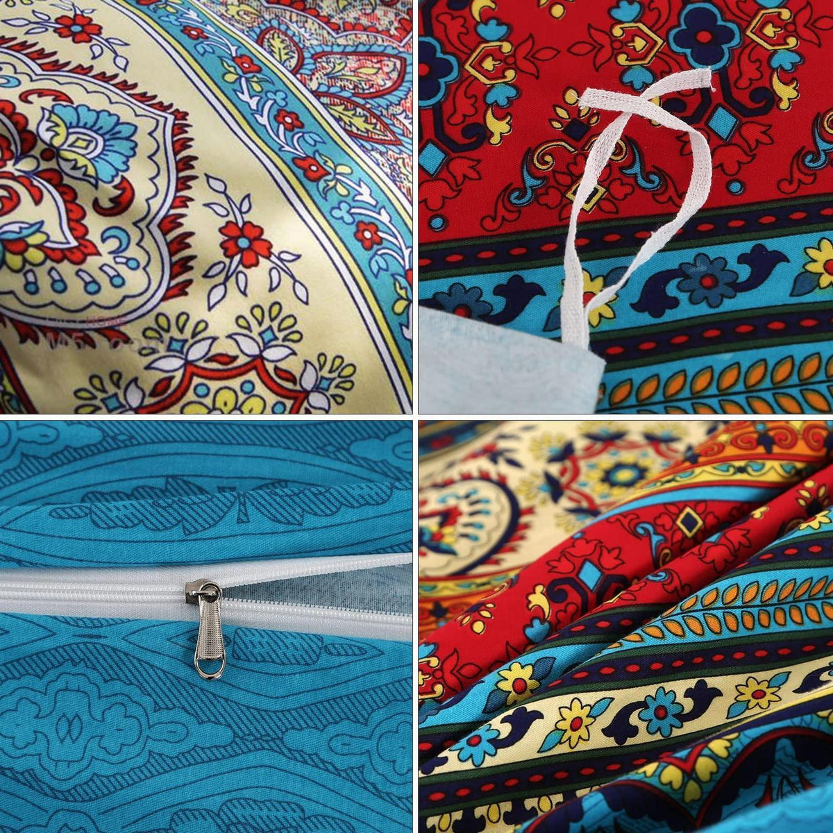 Bettwäsche-Set 220x240 Baumwolle, Ästhetisch Bunt Vintage Boho