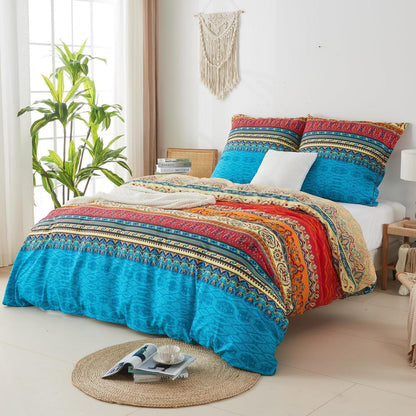 Bettwäsche-Set 220x240 Baumwolle, Ästhetisch Bunt Vintage Boho
