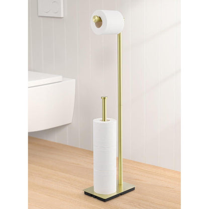 Freistehender Toilettenpapierhalter aus Edelstahl, gebürstetes Gold