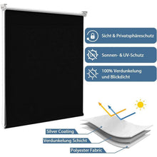 Verdunklungsrollo ohne Bohren Klemmfix Schwarz 40x150cm