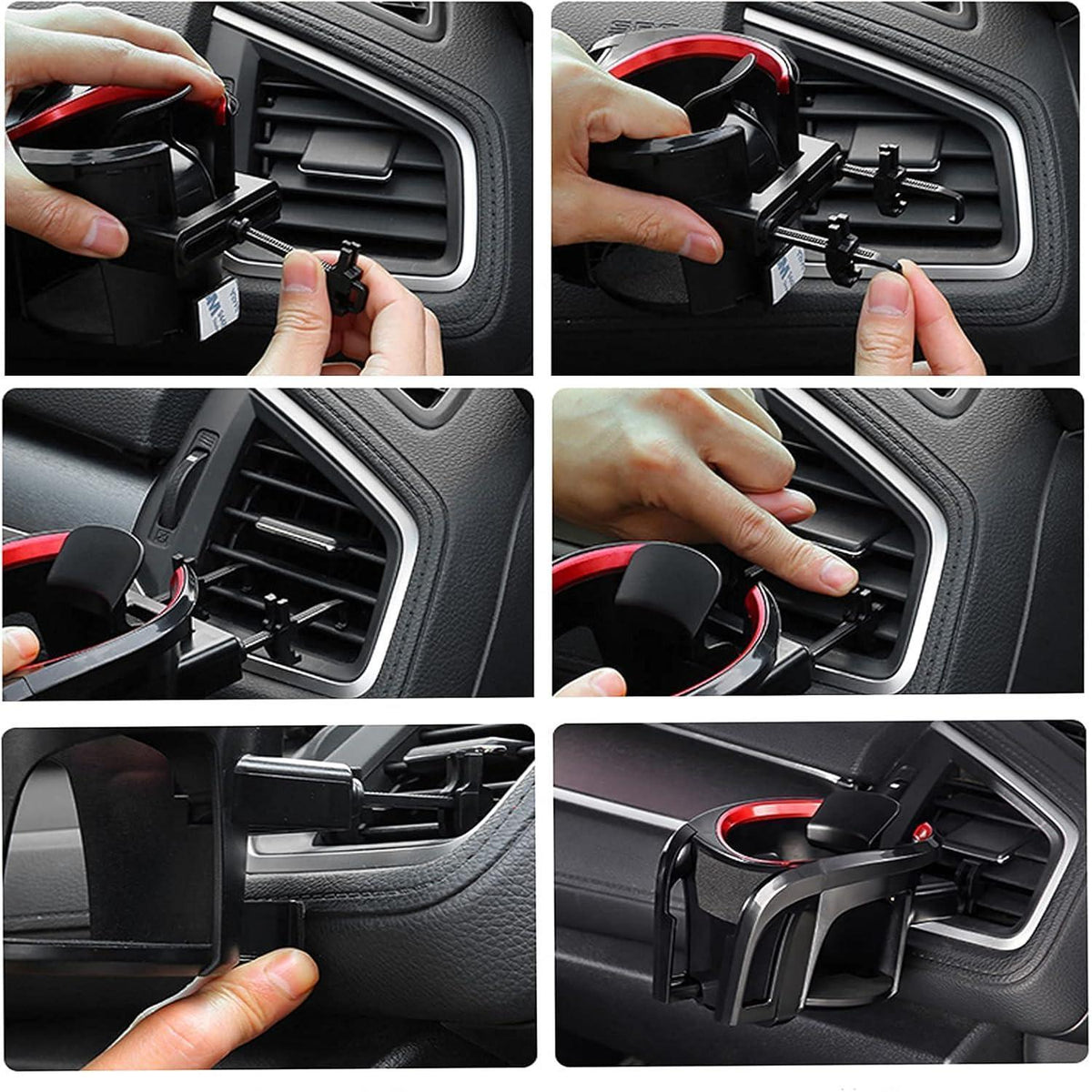 2-in-1 Getränkehalter & Handyhalter für Auto – Schwarz/Rot