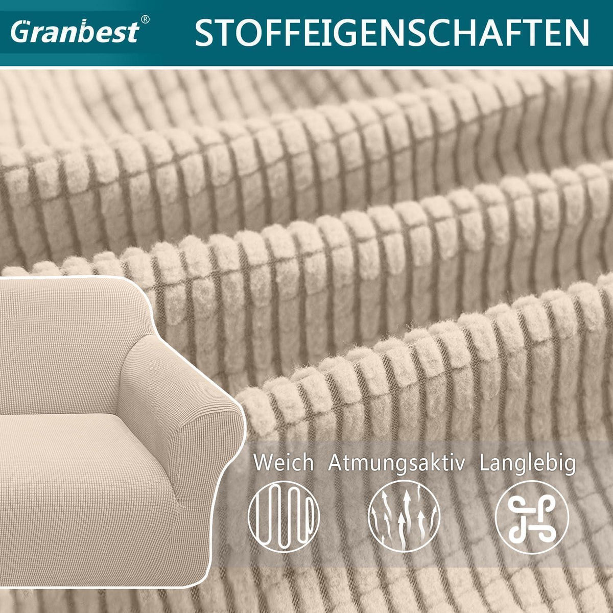 Elastischer Sofabezug 2-Sitzer Beige – Modern & Schutz für Ihr Sofa