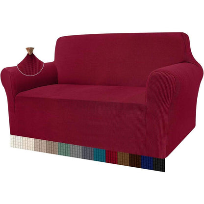 Elastischer Sofabezug 2-Sitzer Weinrot | Modern & Schutz für Wohnzimmer