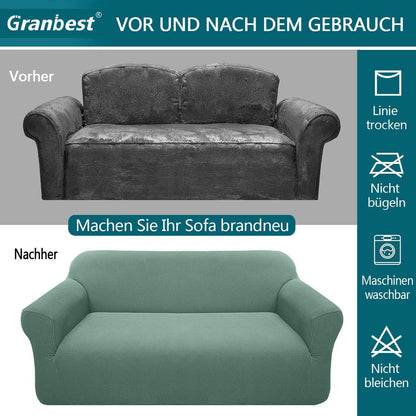 Elastischer Sofabezug 2-Sitzer Salbei - Modern & Schutzhülle