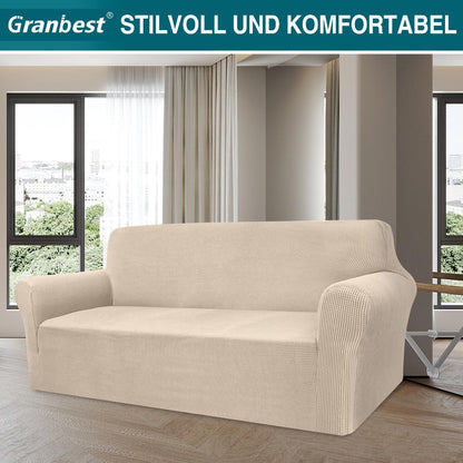 Elastischer Sofabezug 3-Sitzer Beige – Modern & Schutzhülle