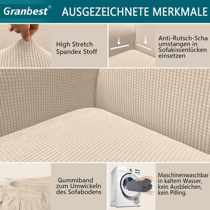 Elastischer Sofabezug 3-Sitzer Beige – Modern & Schutzhülle