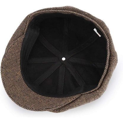 Newsboy Mütze Fischgräten Tweed 8-Panel Gatsby Cap Herren Damen 61-63cm