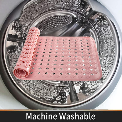 Rutschfeste Badewannenmatte mit Abflusslöchern – Rosa