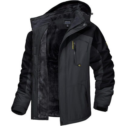 Herren Winter Skijacke Fleece Gefüttert Wasserdicht Atmungsaktiv Grau XXL