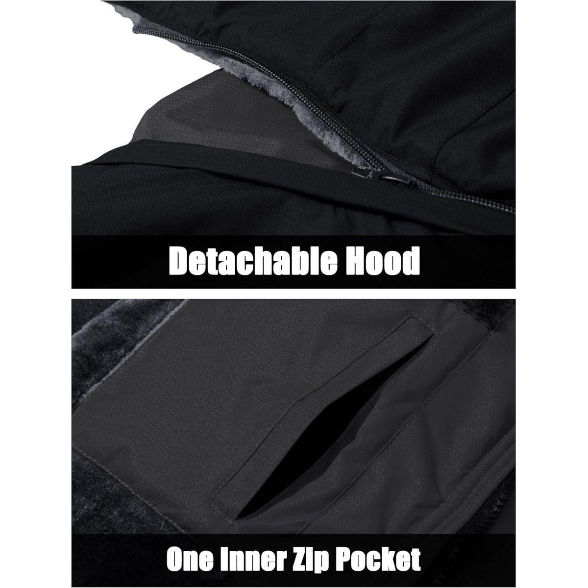 Herren Winter Skijacke Fleece Gefüttert Wasserdicht Atmungsaktiv Grau XXL