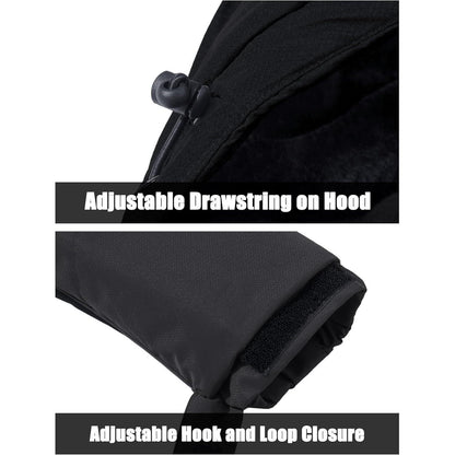 Herren Winter Skijacke Fleece Gefüttert Wasserdicht Grau Schwarz 3XL