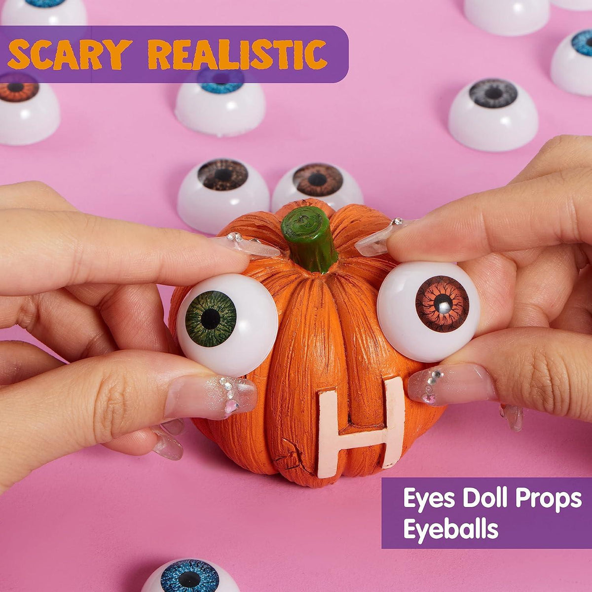 JOYIN 24 Stück Halloween gruselige realistische Augen - 12 Paar halbrundhohle Augäpfel