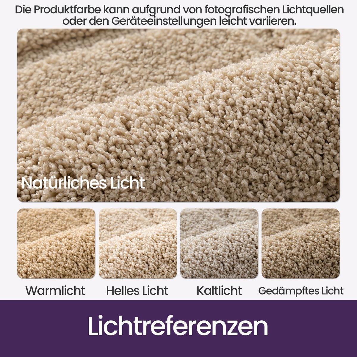 Rutschfeste Badematte Mikrofaser Beige 60x110 cm