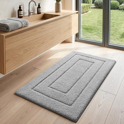 Rutschfeste Badematte Mikrofaser Hellgrau 60x90 cm