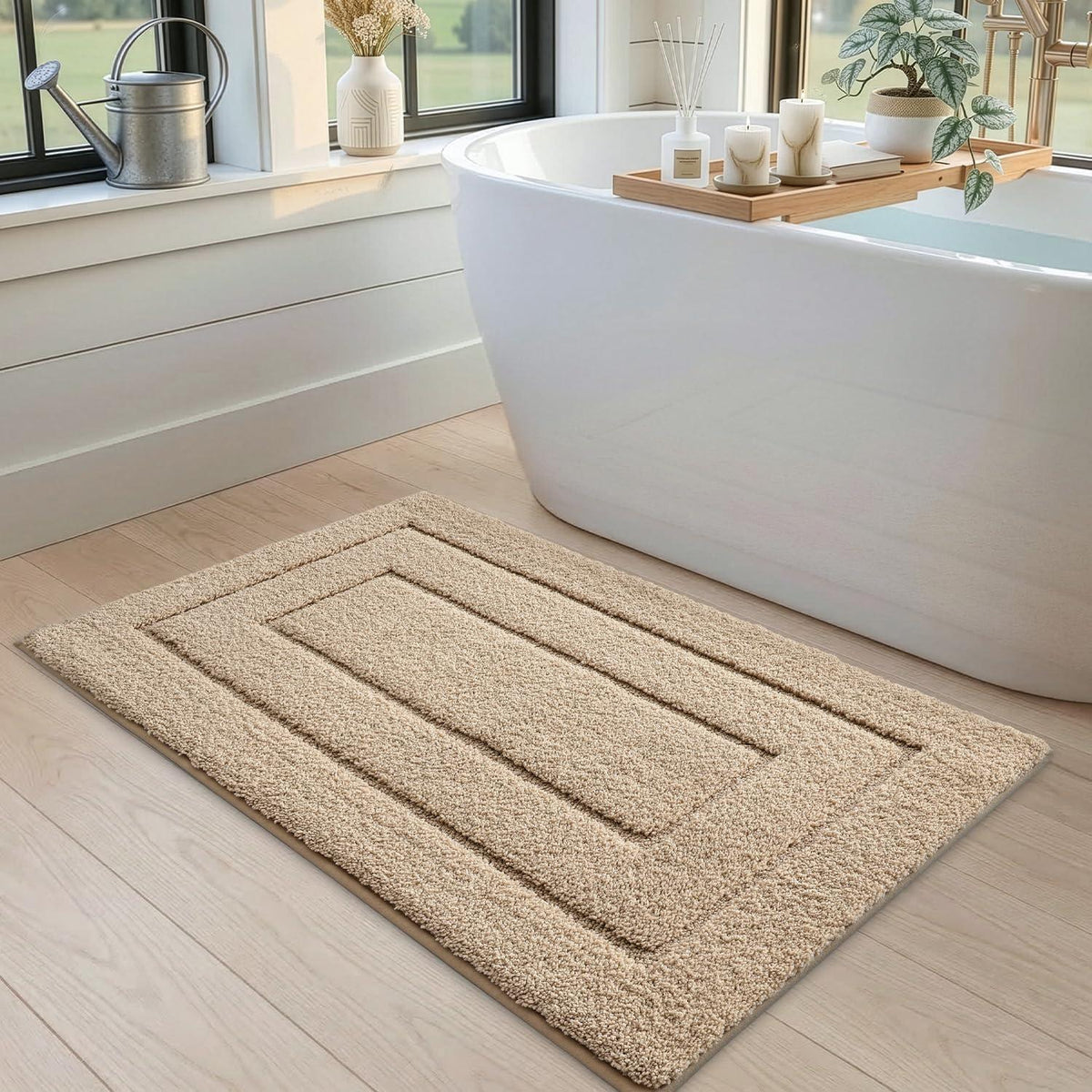 Rutschfeste Badematte Mikrofaser Beige 50x80 cm