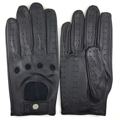 Herren Fahrhandschuhe aus Schaffell, Schwarz, Größe L