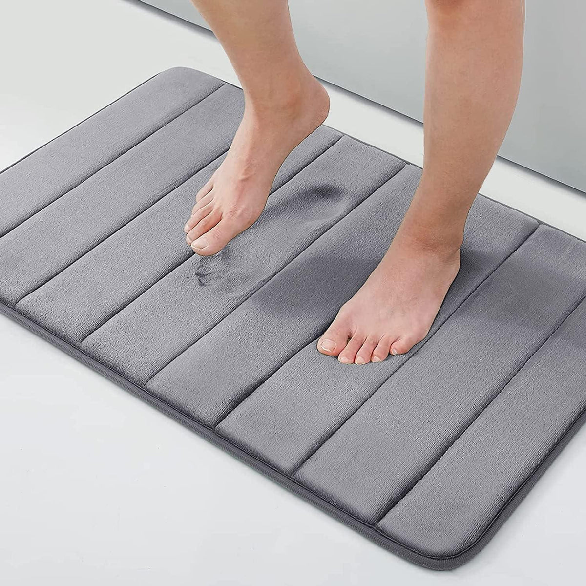 Memory Foam Badteppich dunkelgrau, 51 x 76 cm, saugfähig & rutschfest