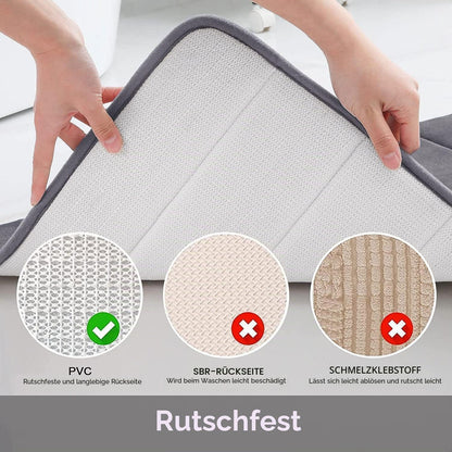 Memory Foam Badteppich dunkelgrau, 51 x 76 cm, saugfähig & rutschfest