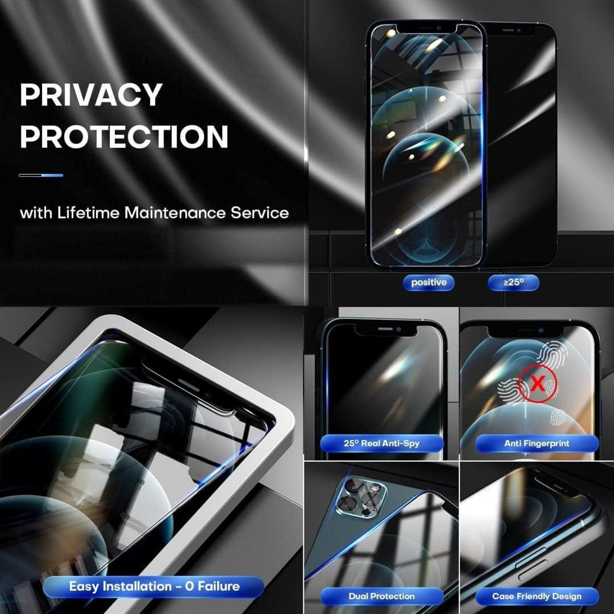 Sichtschutzfolie & Kameraschutz für iPhone 12 Pro Max (6,7 Zoll)