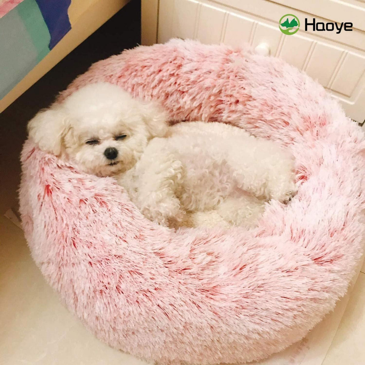 Flauschiges Hundebett Orthopädisch Ø 110cm Rosa