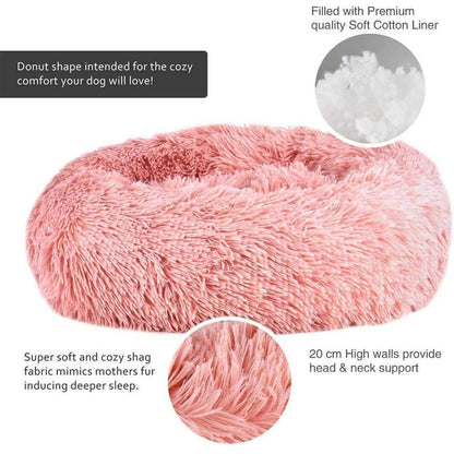 Flauschiges Hundebett Orthopädisch Ø 110cm Rosa