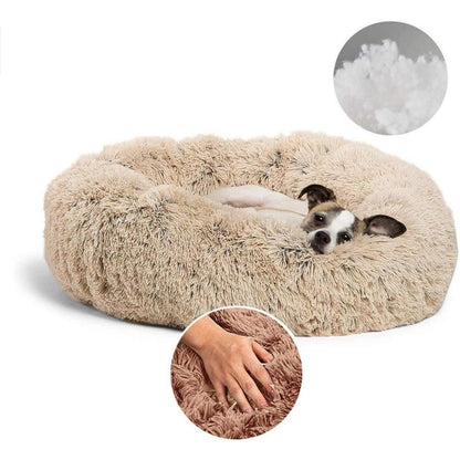 Flauschiges Hundebett Orthopädisch L 110x110cm Khaki