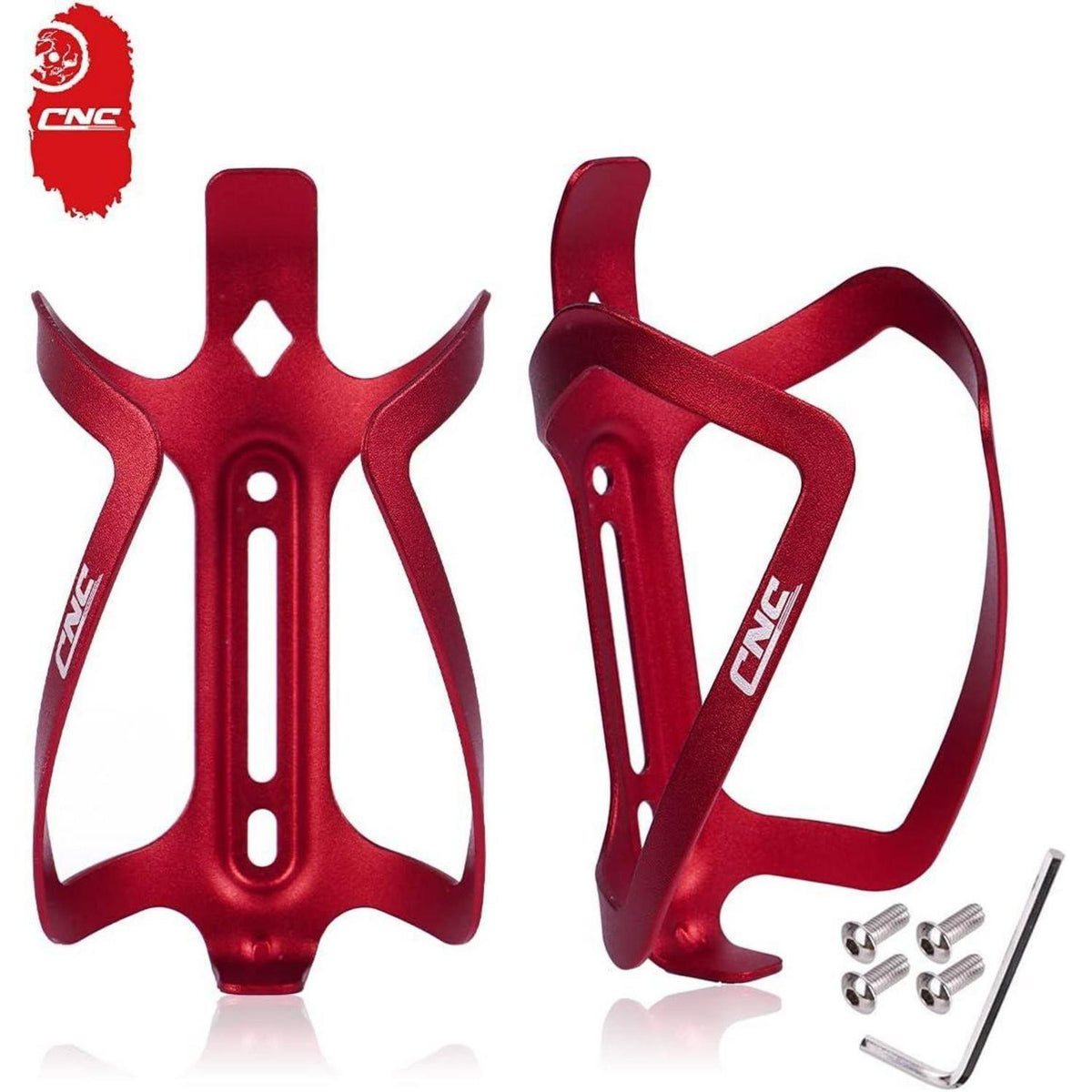 CNC Fahrradflaschenhalter Set (2x) – Rot
