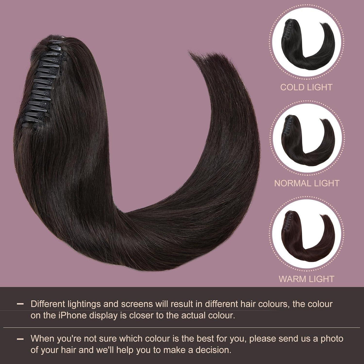 Echthaar Pferdeschwanz Zopf Schwarz #1B, 45cm Remy