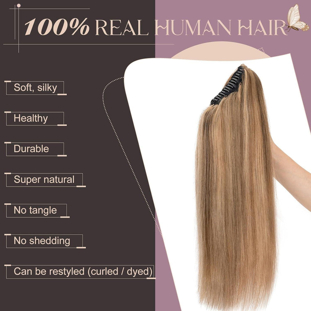 Remy Echthaar Zopfponytail #4/27 Mittelbraun Dunkelblond