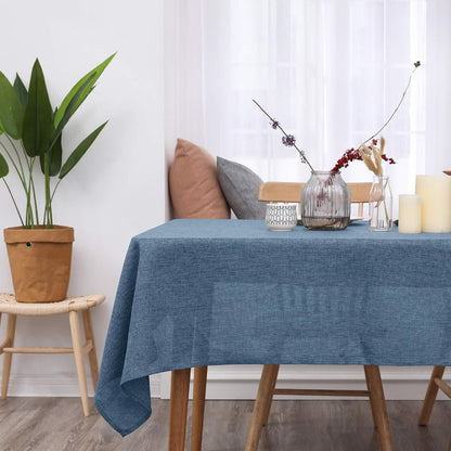 Blau Tischdecke Leinenoptik wasserdicht 150x150 cm
