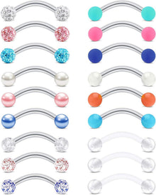 Rook Piercing Set Augenbrauenpiercing 16G Chirurgenstahl 8mm Diamant