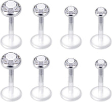 8-18Stk Klare Flexibles Acryl Lippenpiercing mit CZ 16G Opal Tragus