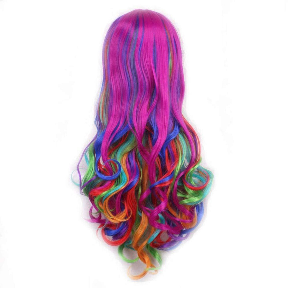 Lockige Regenbogen Perücke 70cm - Karneval & Party