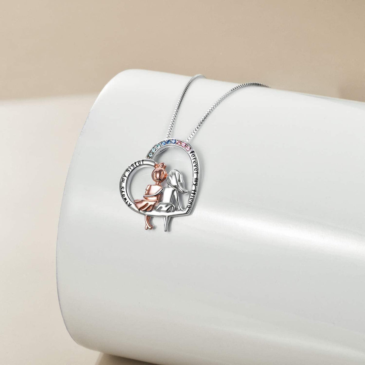 Schwestern Halskette Sterling Silber Infinity Herz Freundschaft Geschenk