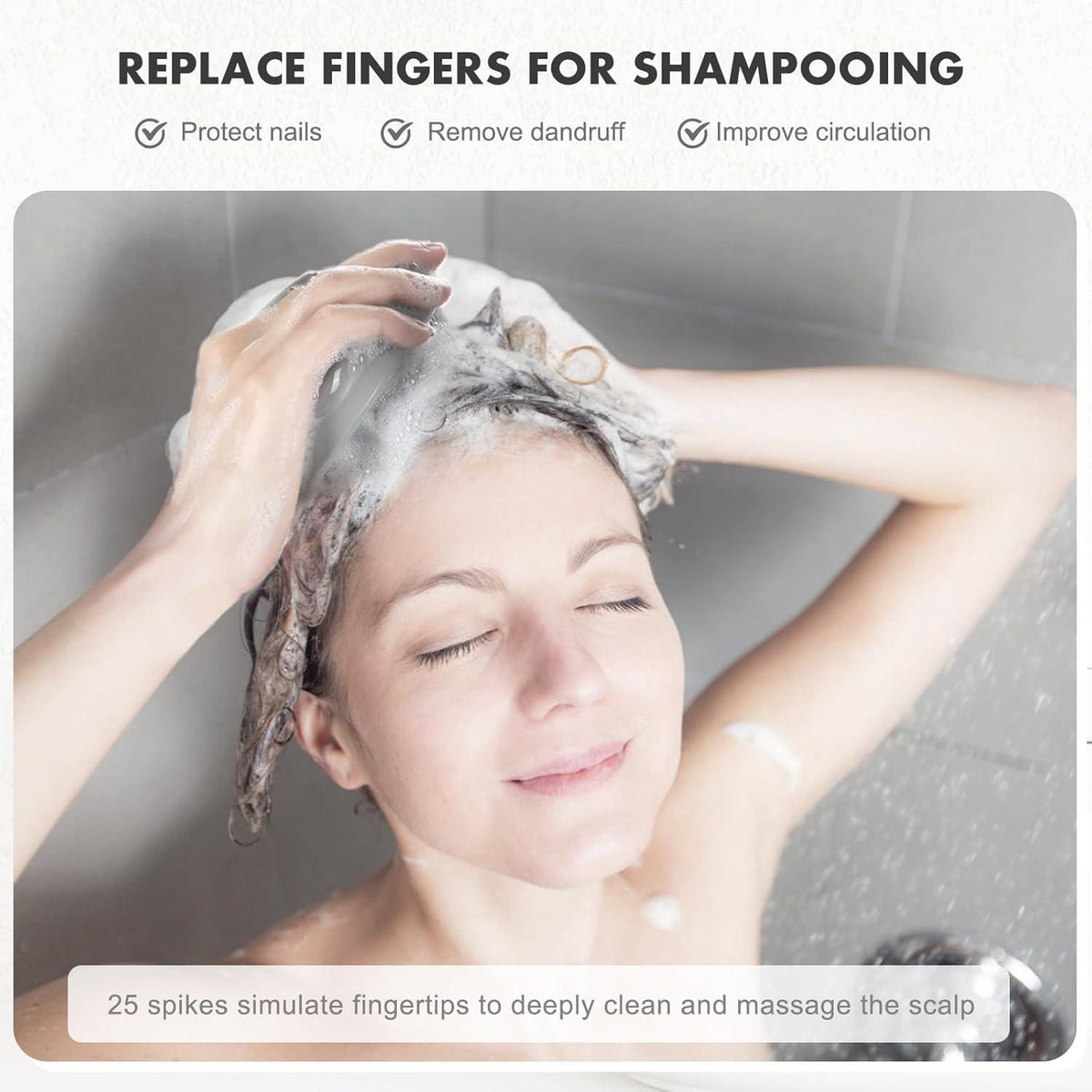Kopfhaut Massagebürste Shampoo Haarbürste Silikonkamm Peeling Grau