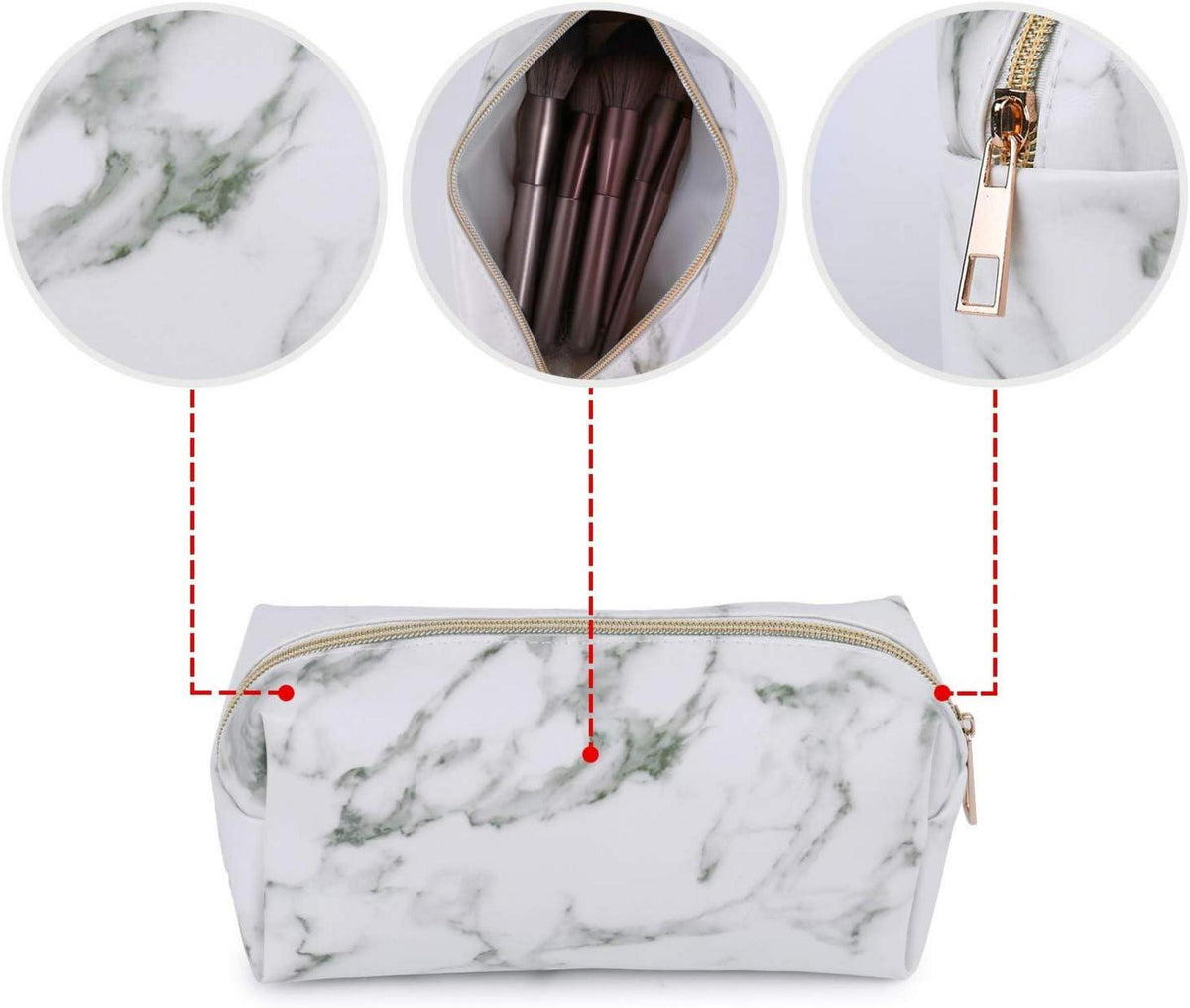 Make Up Tasche Kulturbeutel 3er Set PU-Leder Marmor