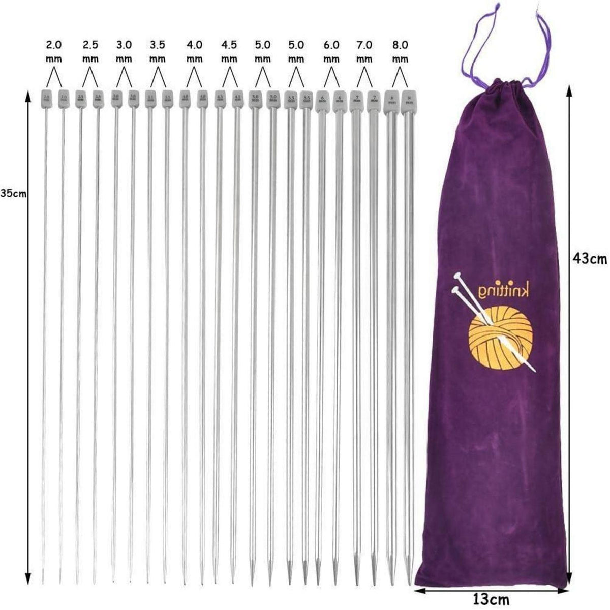 50-teiliges Stricknadel-Set aus Aluminiumlegierung für DIY Projekte