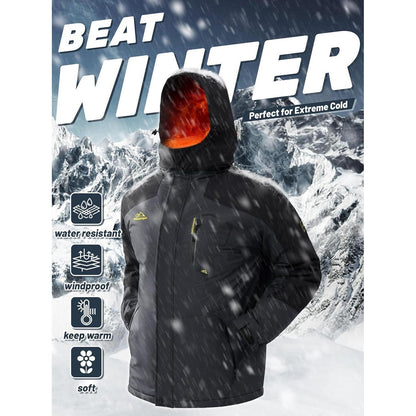Herren Winterjacke wasserdicht warm gefüttert mit Kapuze Grau/Schwarz 3XL